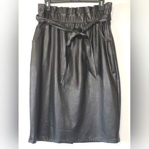 Time and Tru Black Faux Leather Pencil Skirt